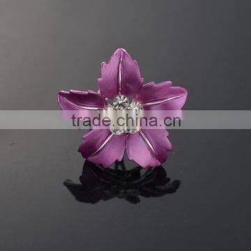 fashionable metal alloy enamel crystal flower shape scarf ring