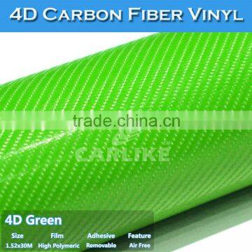 CARLIKE Removable Light Green 4D Carbon Fiber Car Sticker Vinyl Film