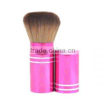 2012 Hot Sell Lowest Price Nylon Hair Rose Red Aluminium Handle With Diamond Retractable Powder Brush