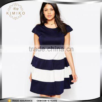 Latest design striped dress plus size clothing for fat women