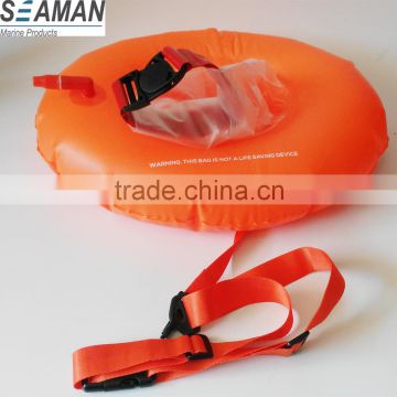 6p PVC Light and Visible Inflatable Swim Buoy Donut with separate clear dry bag for Open Water Swimmers