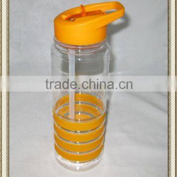 Promotional 24 Oz. Banded Gripper Plastic Bottle With Straw