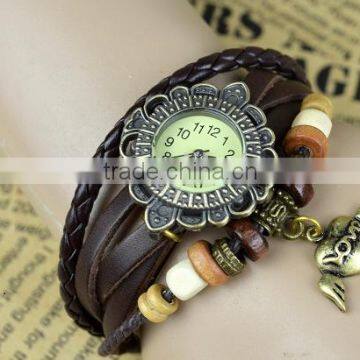 Wholesale New Style Retro Metal Fashion Leather Bracelet Water Quartz Hand Clock Women Wrist Watch ,antique Gold Filled Watch photo-6