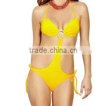 yellow monokini one piece latest sexy girls swimwear