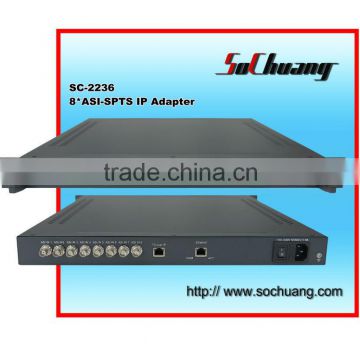 8 * ASI-64 * IP Gateway(8ASI-to-64SPTS,Gigabit) / IP UDP ASI converter