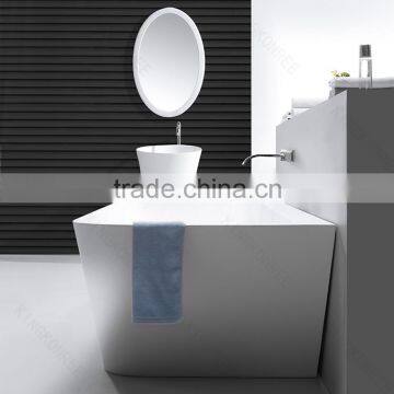 Classic Artificial Stone Freestanding Bathtub With Seat photo-2