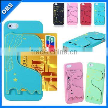 2014 new design PC hard mobile phone case for iphone5 iphone5s with slot insert card function(OBS-M6098)