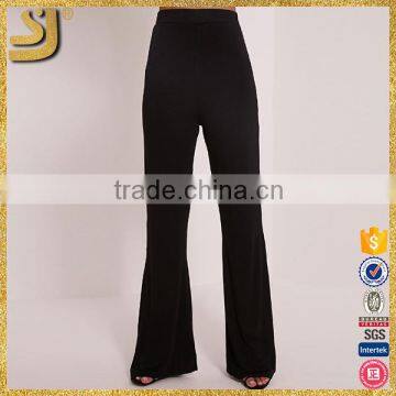 Custom Hot Sexy Slimming Women Stretch Pants, New Arrival Women Black Flared Trousers photo-2