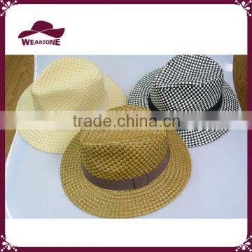 100% paper plaid straw hat straw panama hat