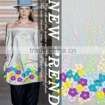 New Arrival 3D Flower Embroidery Fabric for Women Dress Mixed colorful Small floral Pattern organza mesh lace fabric factory