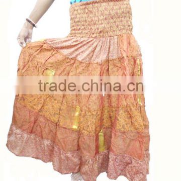 2347 silk skirt Magic Wrap Skirts Vintage 2 layer Indian cotton summer white skirts tube skirt pushkar magic skirts