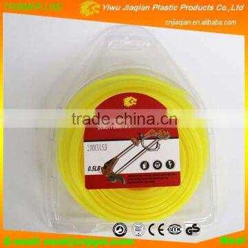 BASF Materal 2.0mmX0.5LB Round Shape Light Yellow Grass Cutter Line Nylon Grass Trimmer Line With Donuts Blister
