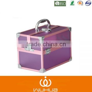 2015 purple leather aluminum case nail case mirror lock aluminum case