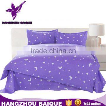 Luxury Moon Printing Purple Queen Polyester Bedding Set