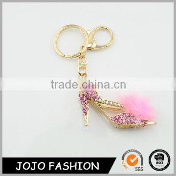 New Fashion Fur Pom Shoe Shape Druzy Crystal Keychain