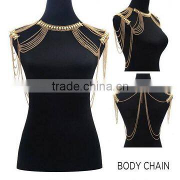 Fashion Unique Silver Multilayers tassels Sexy Double Shoulder Sexy Body Chain