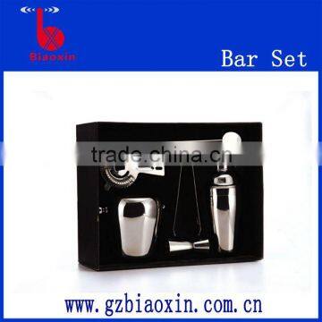 stainless steel bar set, six sets sliding bar set including 1L ice bucket/shaker/strainer/jigger/ice tong/stirrer