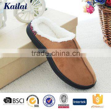 High quality cheap leather brown man slipper