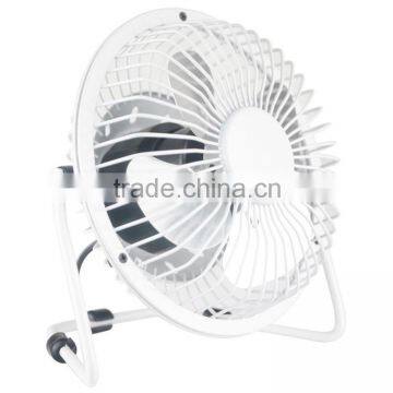 High velocity USB 4 inch metal 5V desk fan with 3 aluminum blades