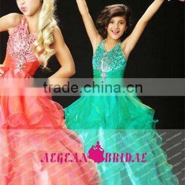 StyleMW0150 New Arrival Organza Crystal Ball Gown Cheap Girl Pageant Dresses for Sale