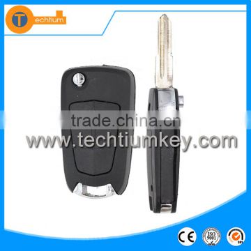 hot selling black 2 button folding remote key fob with right blade black color without logo for opel mokka antara