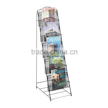 Customized 5-Tier Metal Wire Magazine Shelf, Magazine display rack