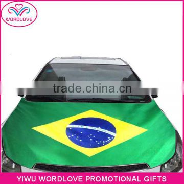 custom elastic printed polyester&spandex Brazil flag car hood cover,promotion Brazilian car bonnet flag for national day