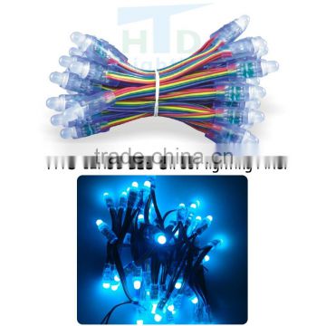 50pcs/string Dip led pixel full color addressable LED pixel light with heatsink;DC5V input;7cm wire spacing;with color wire