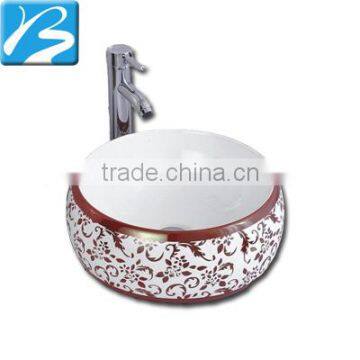 Fashionable Sanitary Ware Ceramic bathroom sink chinese style golden wash basins