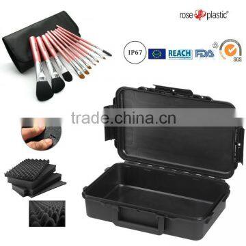 Handheld durable solid plastic hard cosmetics box case with cubed convoluted foam IP67 waterproof RC-PS 195 L