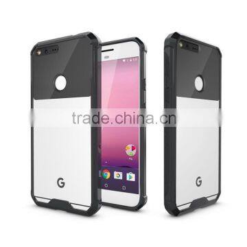 Wholesale Cheap Price Transparent 2 in 1 TPU Bumper + Hard Plastic Hybrid Back Cover Acrylic Clear Case For Google Pixel XL photo-6