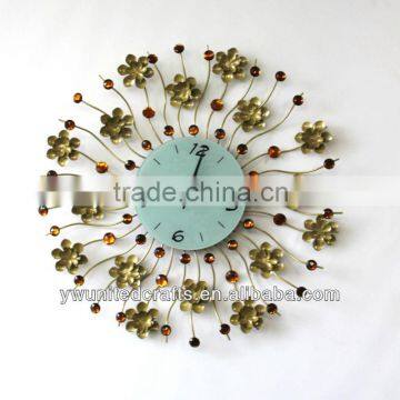 New design Mordern Home Decorative Acrylic diomond Metal Wall Clock wholesale