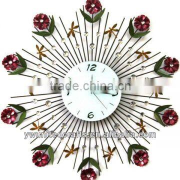 Hot Sale Mordern Home Decorative Exquisite Mirror&Diomond Metal Wall Clock wholesale