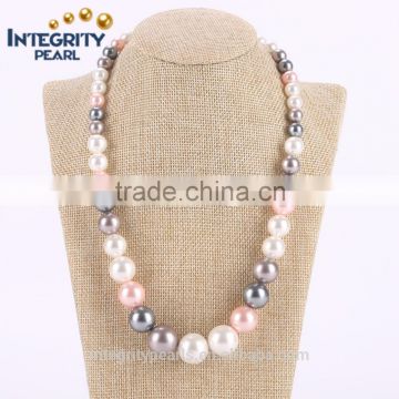 8-12mm colorful graduated shell fashion newest statement pearl necklace