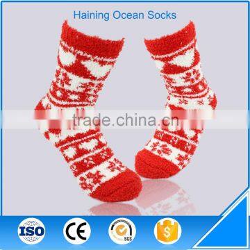 Heart pattern red and white warm socks eco thick winter socks