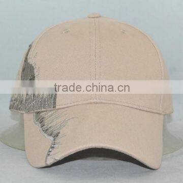 Guangzhou hat factory professional custom 6 panel / 100% cotton/gray/sika deer embroidery logo/baseball cap