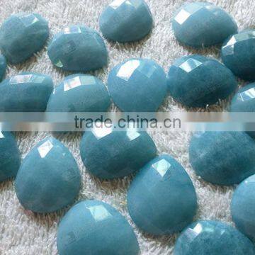 Semi precious stone dyed jade faceted pear cabochon