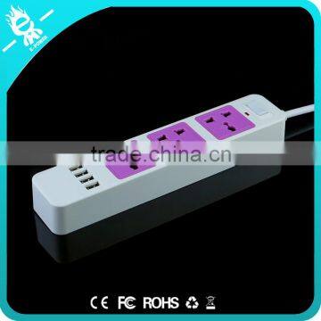 4 Usb 3-pin Plug Retractable Extension Pvc Multiple Power Socket With Switch photo-6