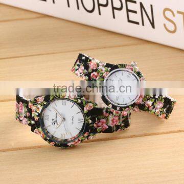 promotional beautiful flowers printed lovers couple electric quartz watches