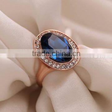 18K Gold Color Rings With Blue Gemstone 3gram Gold Ring photo-2