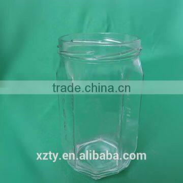 550ml hexahedral wide mouth glass honey bottle