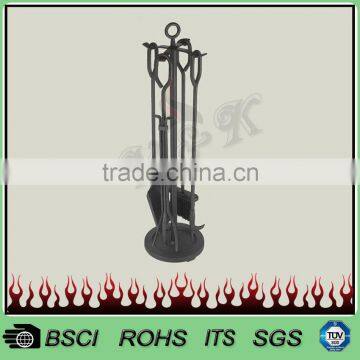 Hot selling modern design round stand all iron fireplace tools