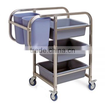 Restaurant Square Tube Stainless Steel Dish Collecting Cart