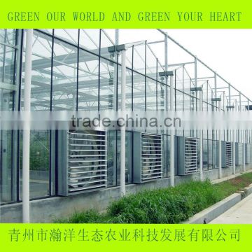 Multi span glass greenhouse for agriculture planting