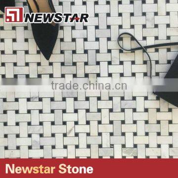 Natural Basketwave White Marble Carrara Mosaic for Wall Decoration photo-2