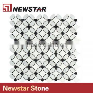 Newstar Hot Saling Italian White Carrrara Marble Flower Shape Mosaic photo-4