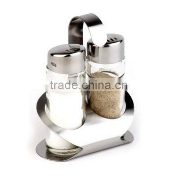Two Glass Bottle Stainless Cover Spice Set Salt Shaker Pepper Shaker photo-2