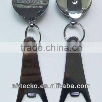 retractable plastic badge holder with bottle opener