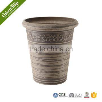 Lightweight Plastic UV Protection Round Coloful Wood Stone Garden Pot photo-5
