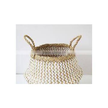 Handmade Home Decor Zigzag Belly Seagrass Basket photo-6